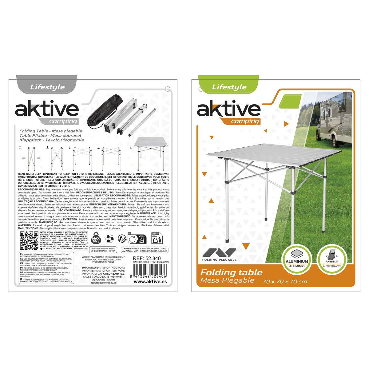 Fällbord Aktive Silvrig Aluminium 70 x 70 x 70 cm (4 antal) - 11