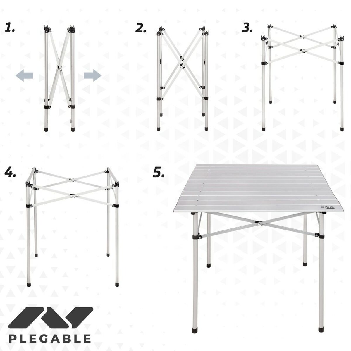 Fällbord Aktive Silvrig Aluminium 70 x 70 x 70 cm (4 antal) - 3