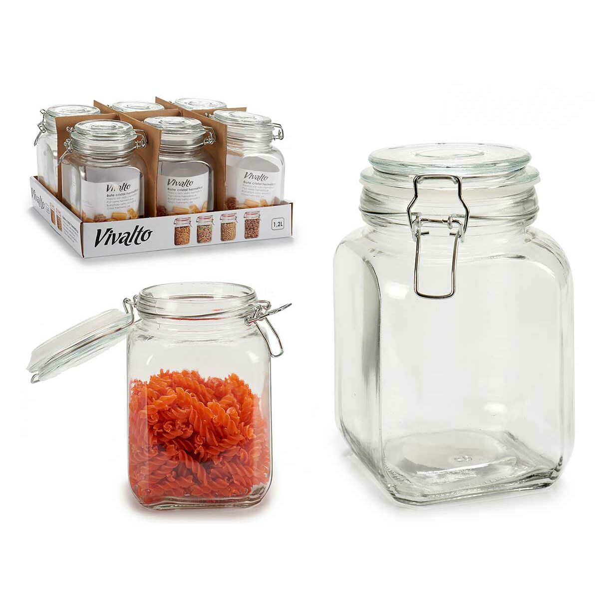 Glasburk Vivalto Transparent Silvrig 1,2 L (6 antal) - 2