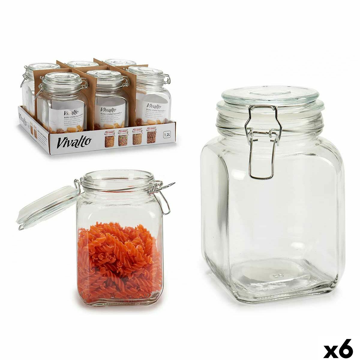 Glasburk Vivalto Transparent Silvrig 1,2 L (6 antal)