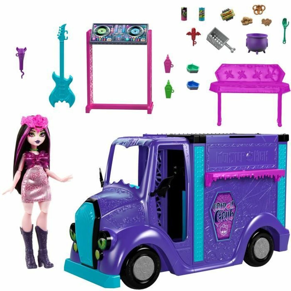 Babydocka med tillbehör Monster High Tour Bus Rock Sang-sationnel - 6
