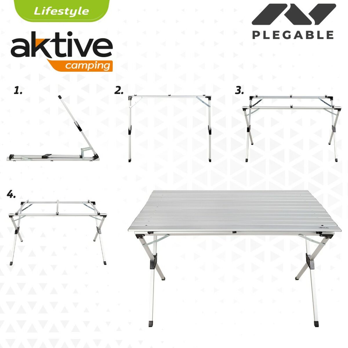 Fällbord Aktive Silvrig Aluminium 110 x 70 x 70 cm (4 antal) - 9