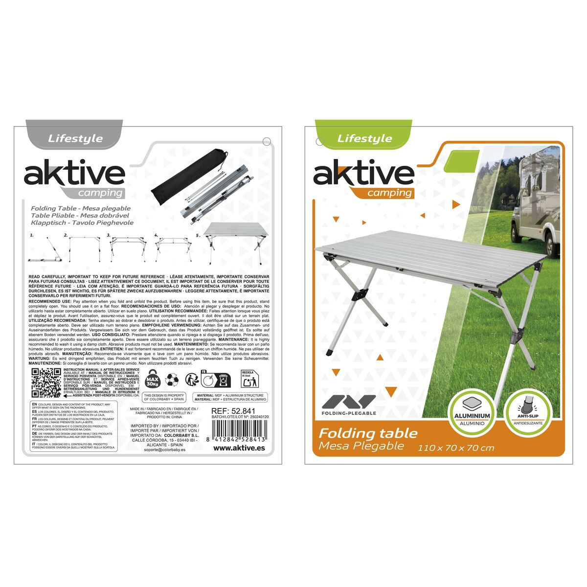 Fällbord Aktive Silvrig Aluminium 110 x 70 x 70 cm (4 antal) - 11