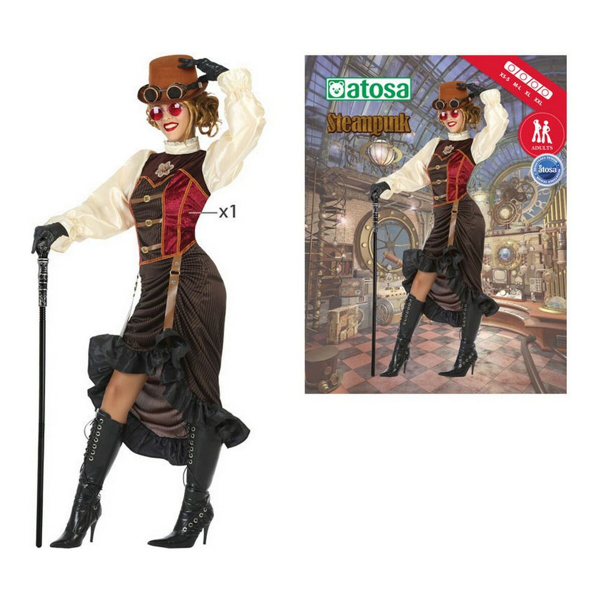 Maskeraddräkt vuxna DISFRAZ STEAMPUNK M-L Brun Steampunk (1 Delar) - 2