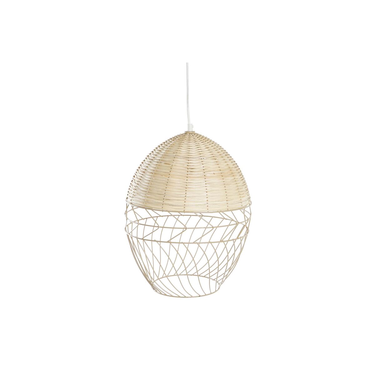 Taklampa DKD Home Decor Metall Vit Ljusbrun Rattan 50 W (30 x 30 x 38 cm) - 4