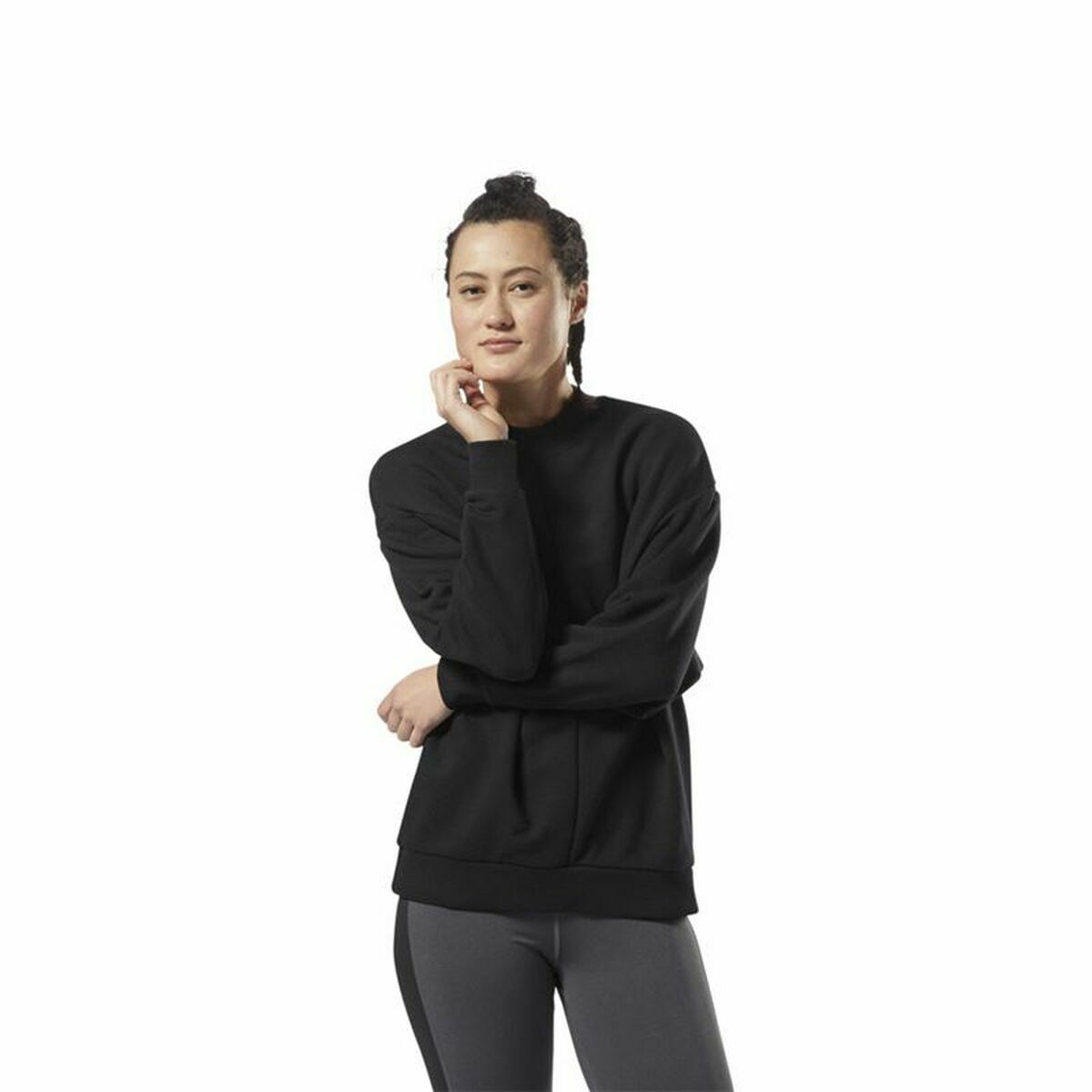 Tröja utan huva Dam Reebok Supply Crew Svart - 4