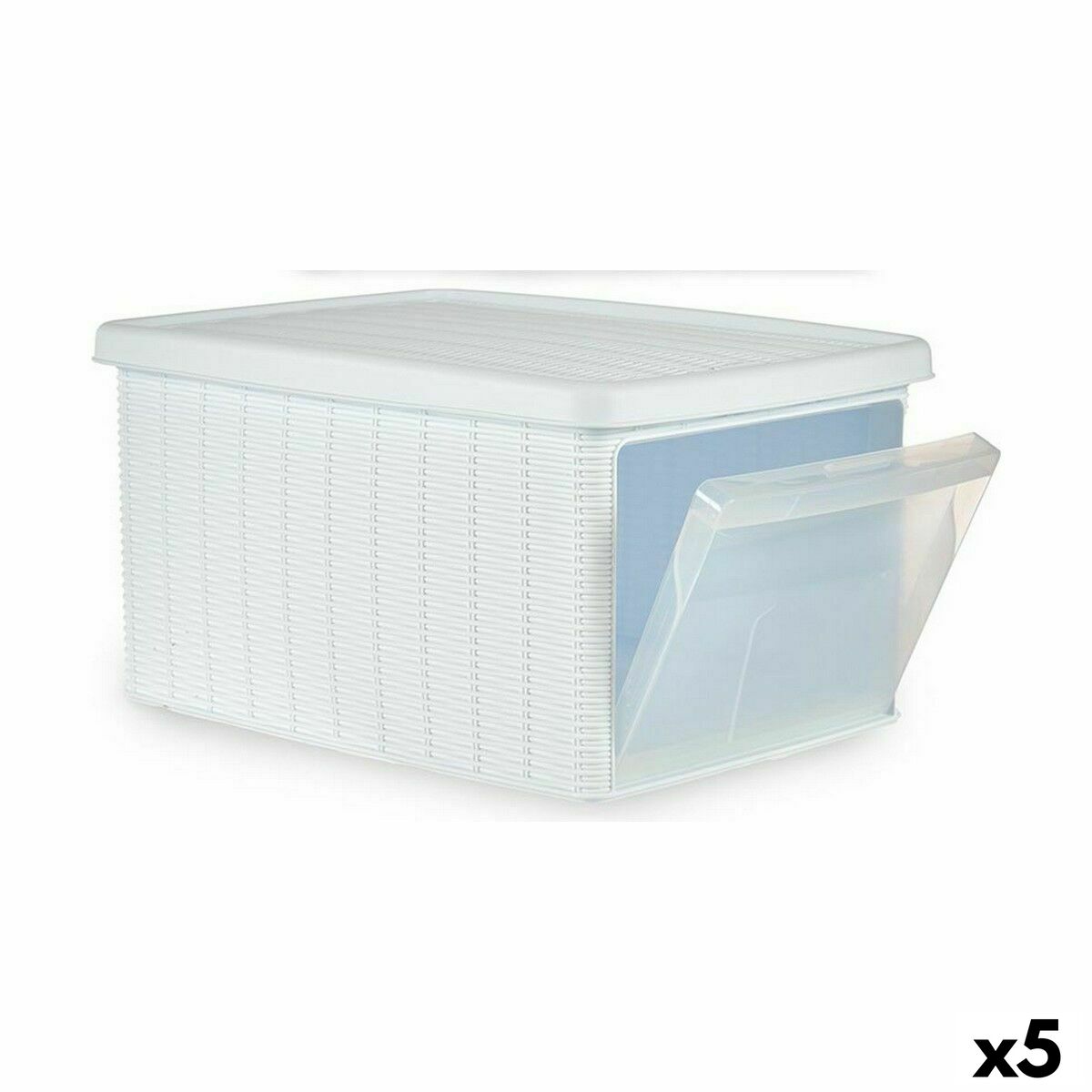 Förvaringslåda med lock Stefanplast Elegance Oldalsó Vit Plast 29 x 21 x 39 cm (5 antal) - 3