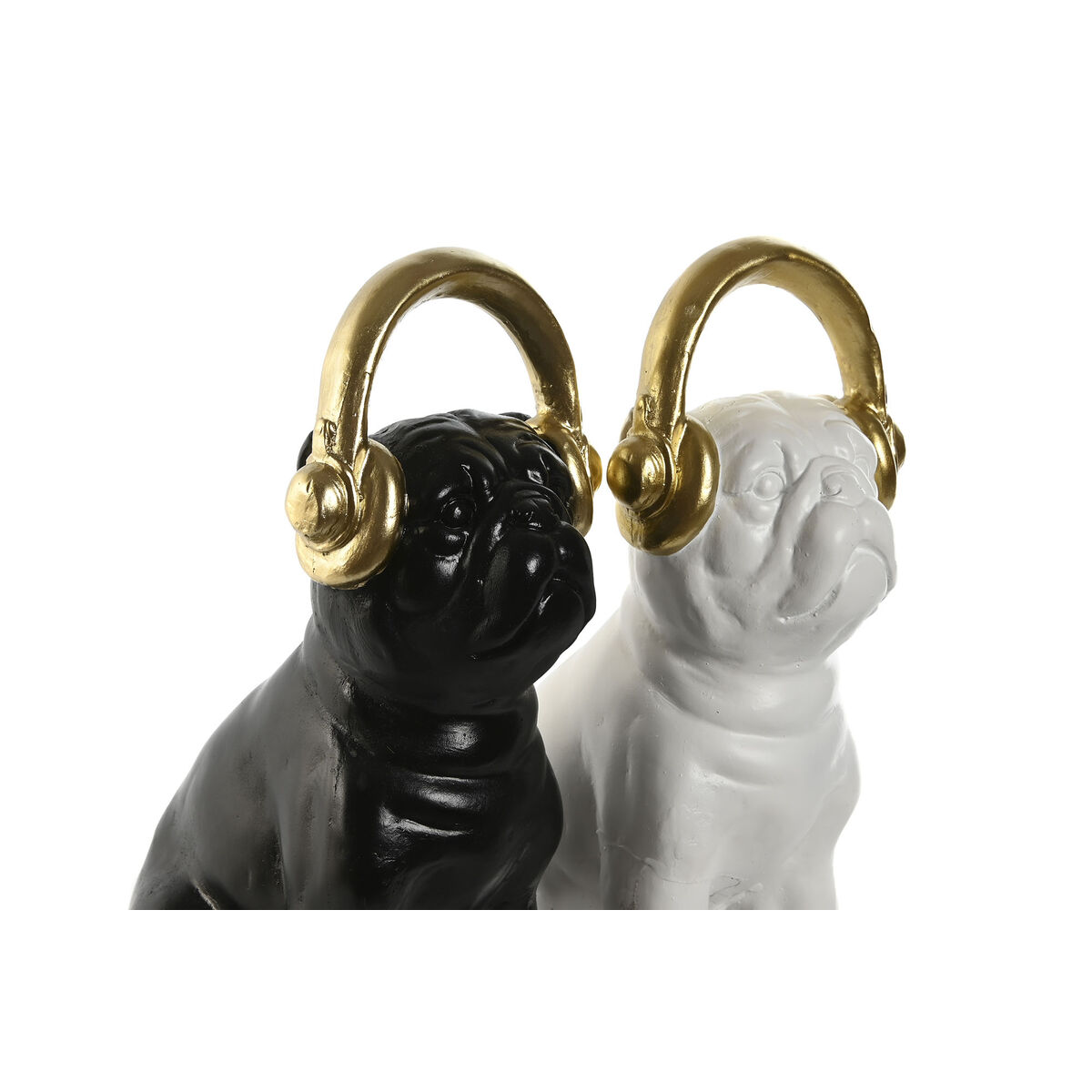 Prydnadsfigur Home ESPRIT Vit Svart Gyllene Hund 12 x 18 x 30 cm (2 antal) - 3