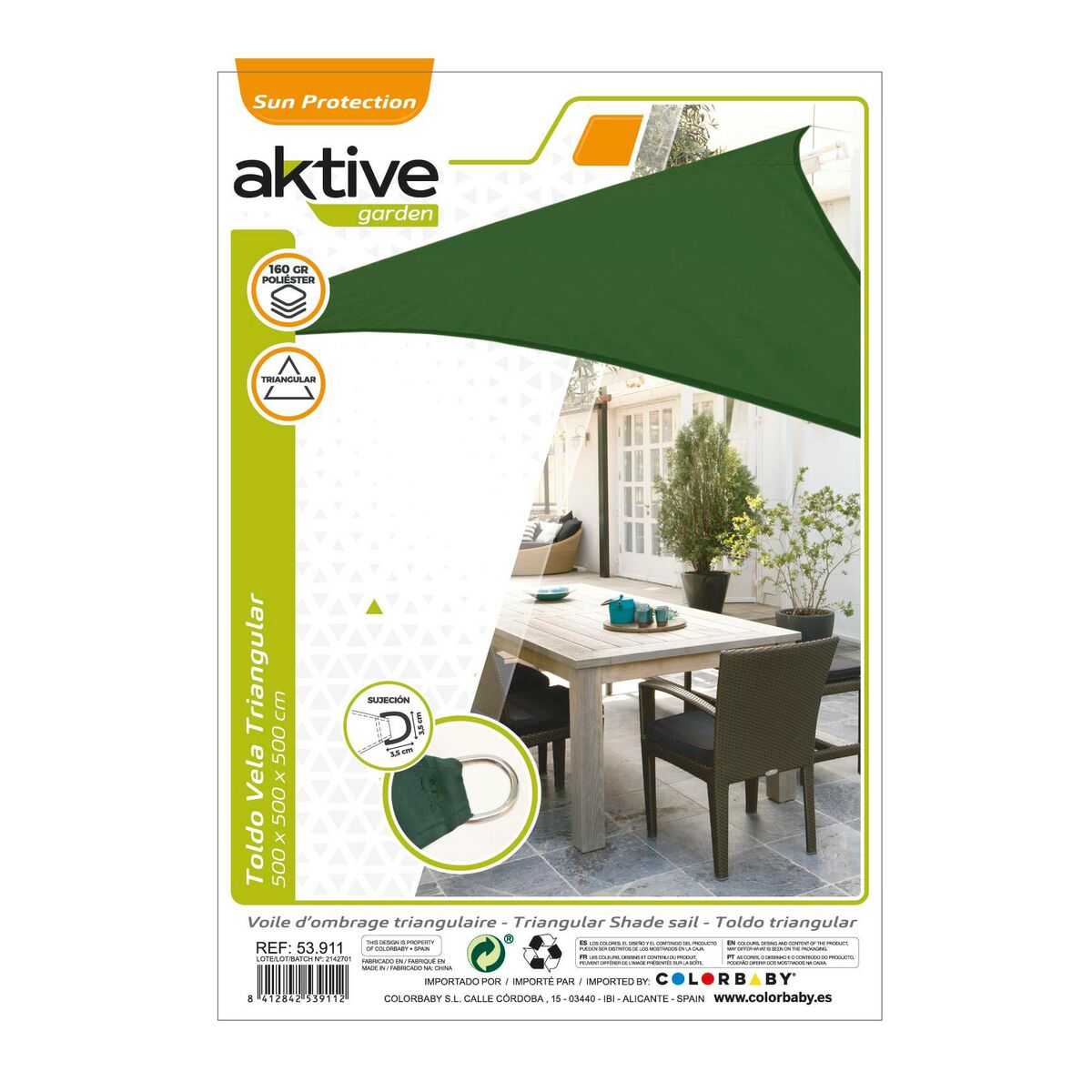 Skugga segel Aktive Triangulär Grön 500 x 0,5 x 500 cm (4 antal) - 9