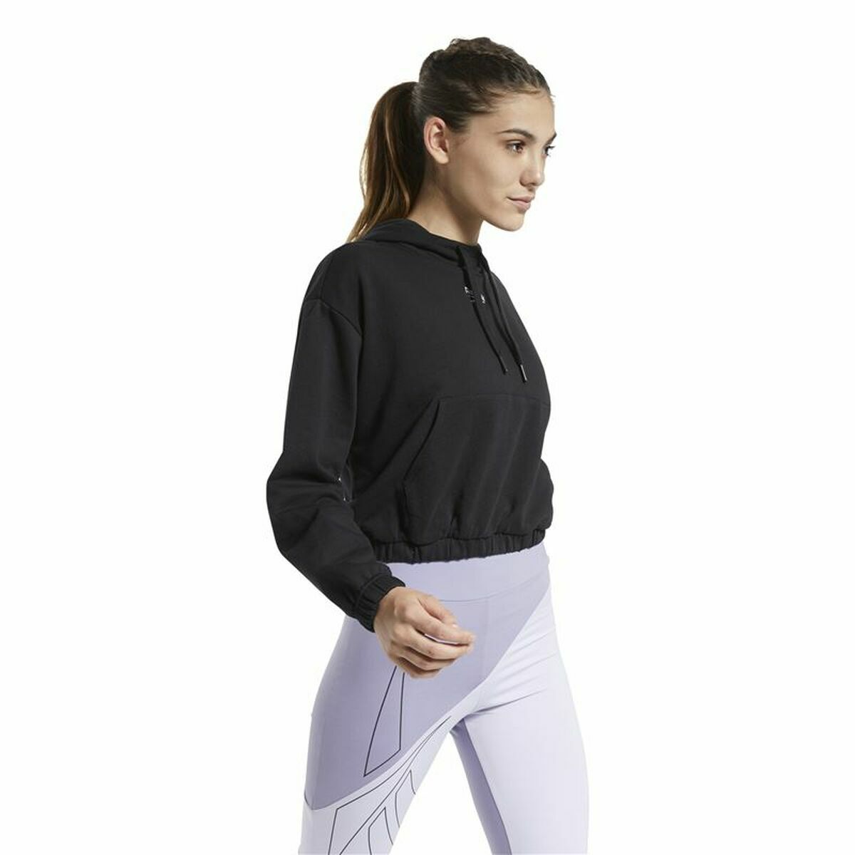 Tröja med huva Dam Reebok Sportswear Cropped Svart - 4