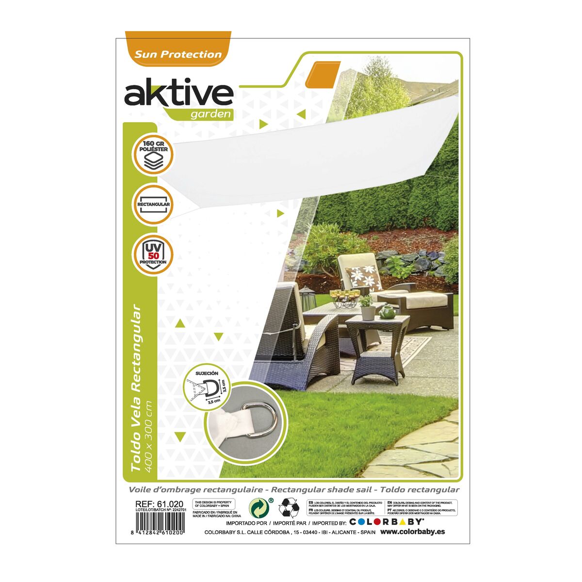 Skugga segel Aktive Triangulär Vit 300 x 400 cm (4 antal) - 10