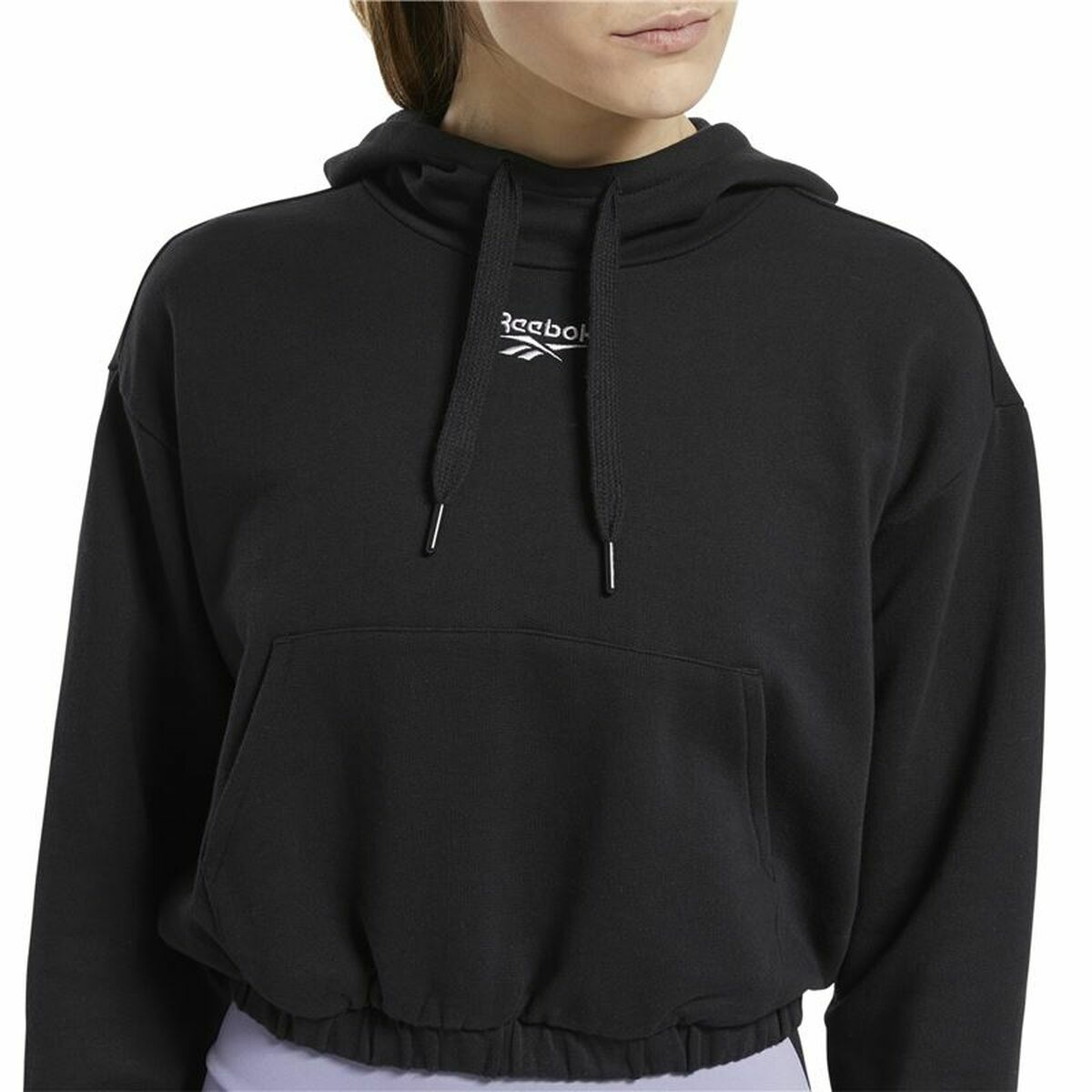 Tröja med huva Dam Reebok Sportswear Cropped Svart - 3