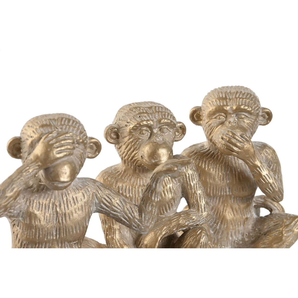 Prydnadsfigur Home ESPRIT Gyllene Apa Tropiskt 14 x 10 x 14 cm (3 antal) - 3