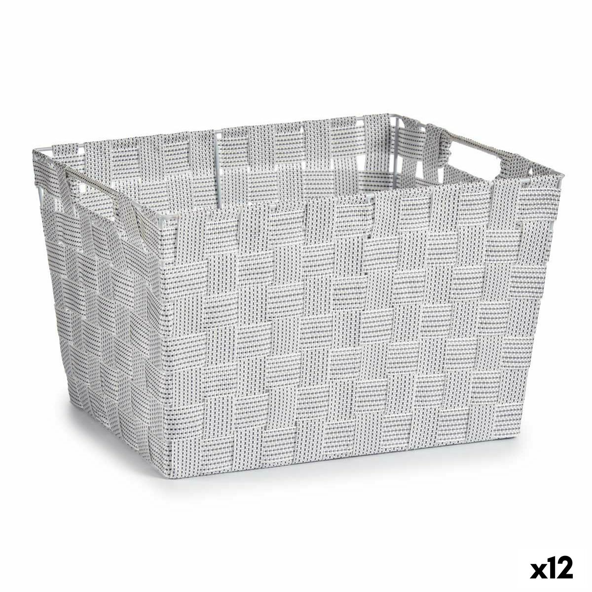Tvättkorg Kipit Vit Polyester Tyg Flätning 10 L 35 x 20 x 25 cm 25 x 20 x 35 cm (12 antal) - 3