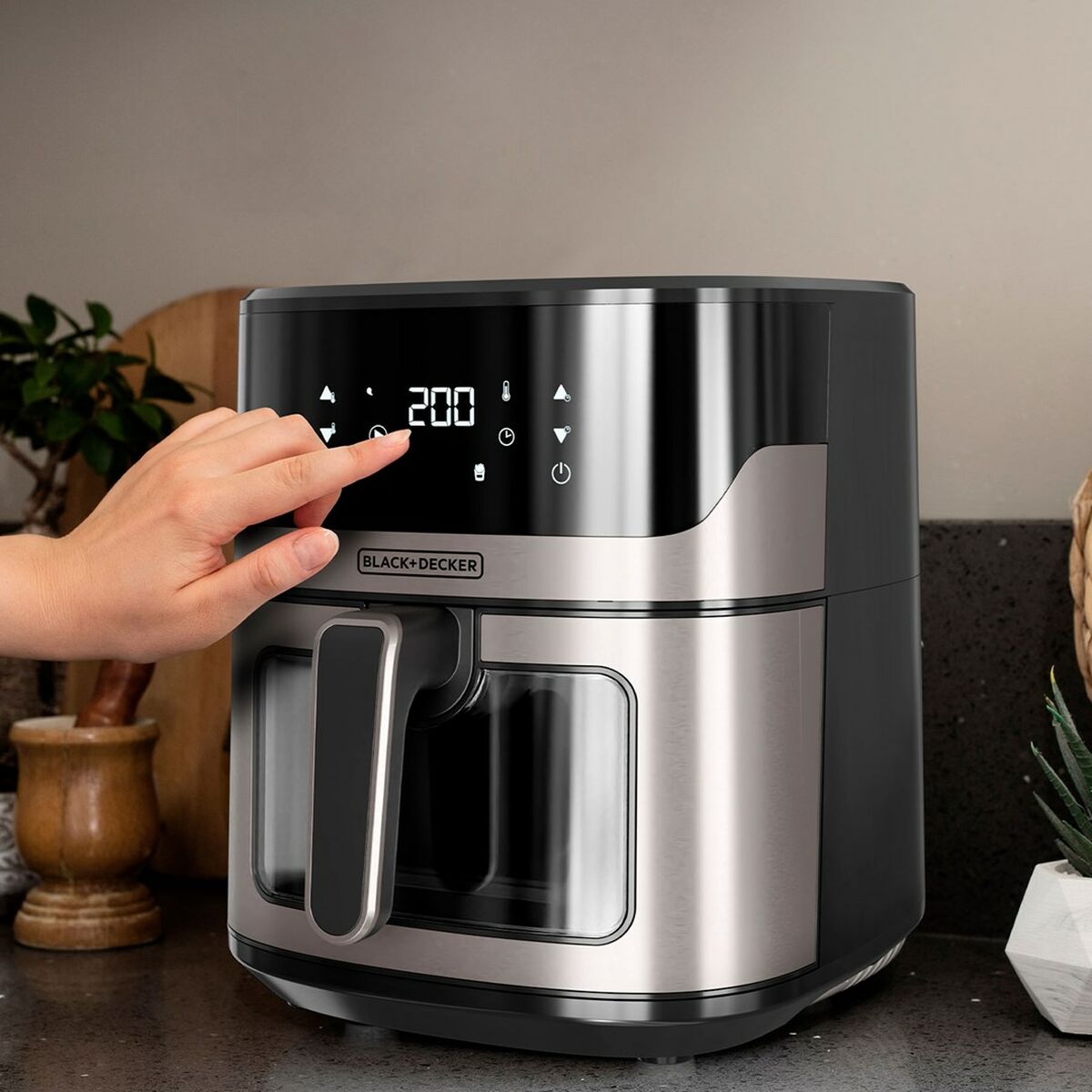 Luftfritös Black & Decker BXAF6500E Svart Silvrig 1600 W 6,5 L - 6