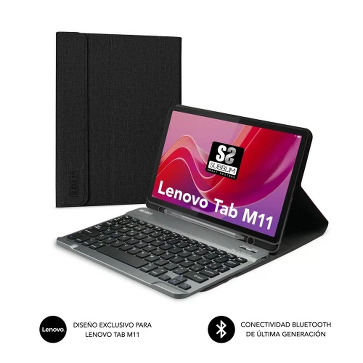 Fodral till Läsplatta Subblim SUBKT3-BTL310 Svart Qwerty Spanska QWERTY