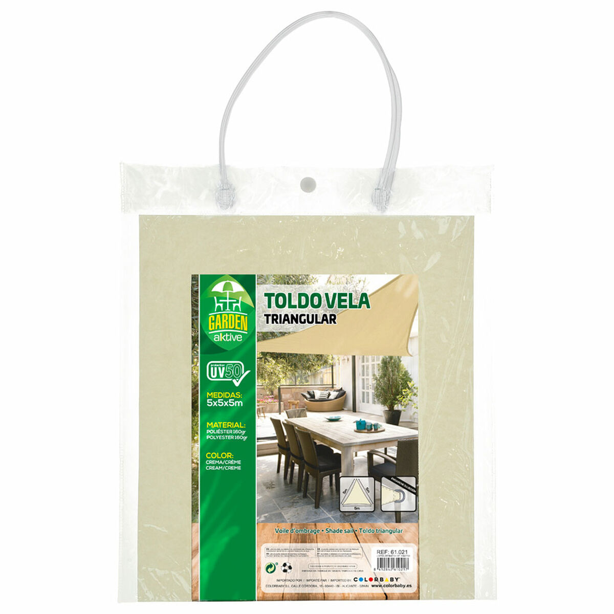 Skugga segel Aktive Triangulär Kräm 500 x 500 cm (4 antal) - 4