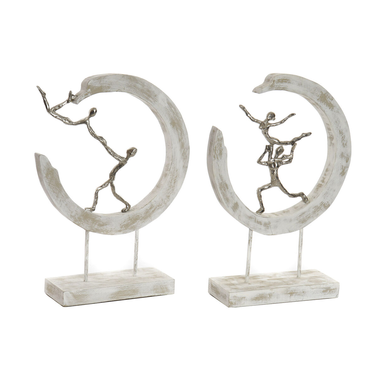 Prydnadsfigur DKD Home Decor 32,5 x 10 x 47 cm Silvrig Vit Balettdansare Modern Avskalad (2 antal) - 7
