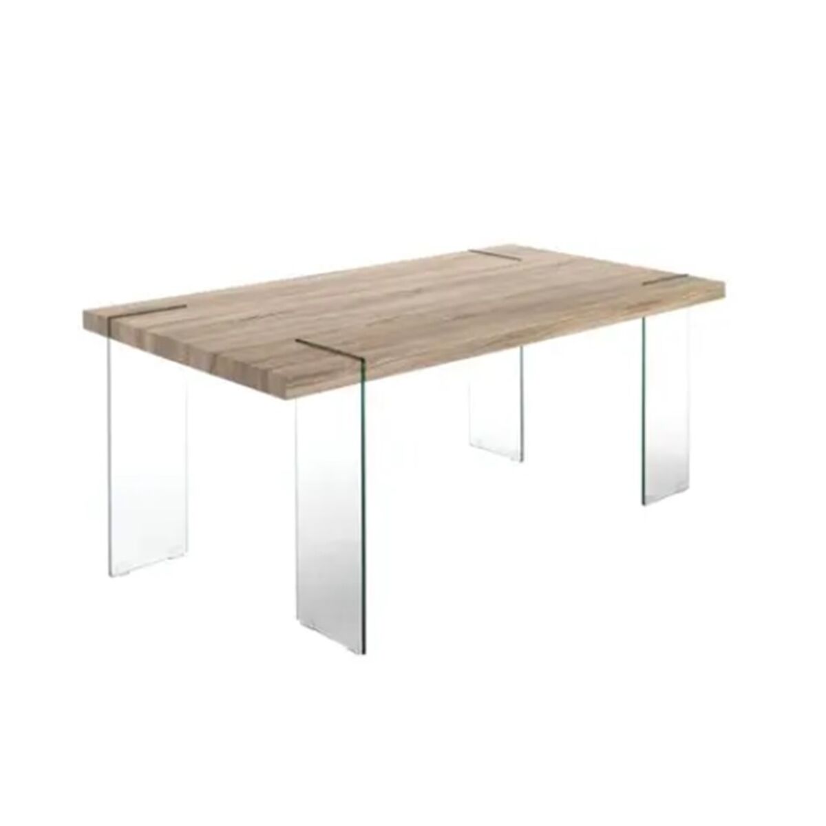 Matsalsbord DKD Home Decor Transparent Ljusbrun Glas Valnöt Trä MDF 180 x 90 x 76 cm - 2