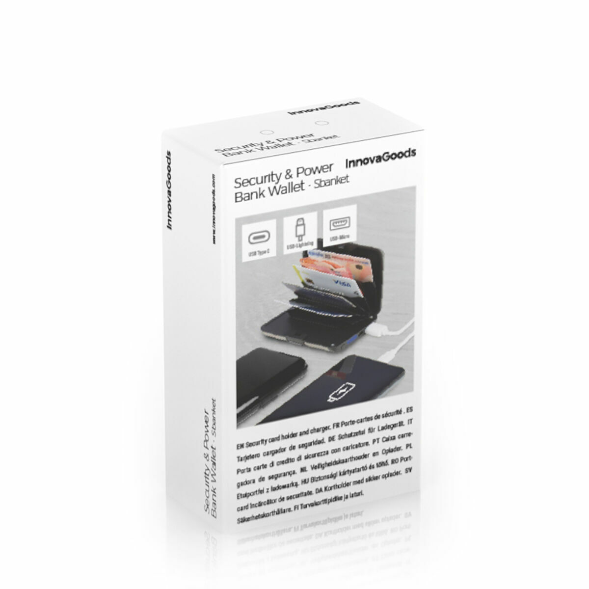 RFID-blockerande korthållare med powerbank Sbanket InnovaGoods - 3