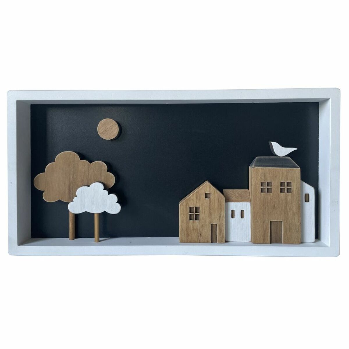 Väggdekoration DKD Home Decor Vit Brun Hus Urban 40 x 3,5 x 20 cm - 2
