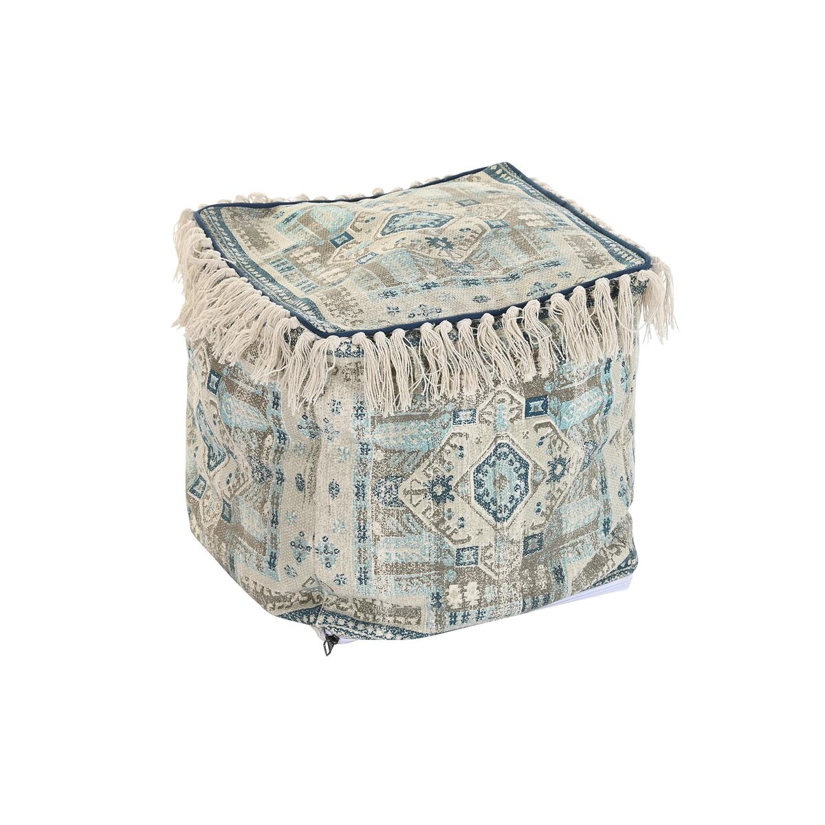 Puff DKD Home Decor Casablanca Blå Frans 40 x 40 x 40 cm - 4