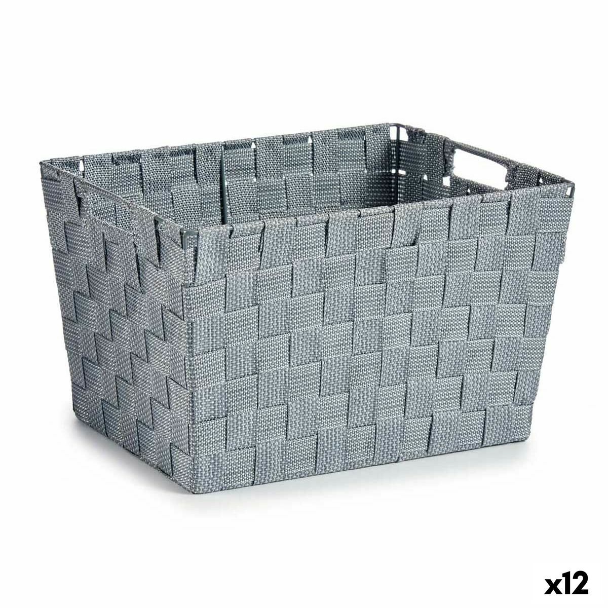 Tvättkorg Kipit Grå Tyg Flätning 10 L 25 x 20,5 x 35 cm (12 antal)