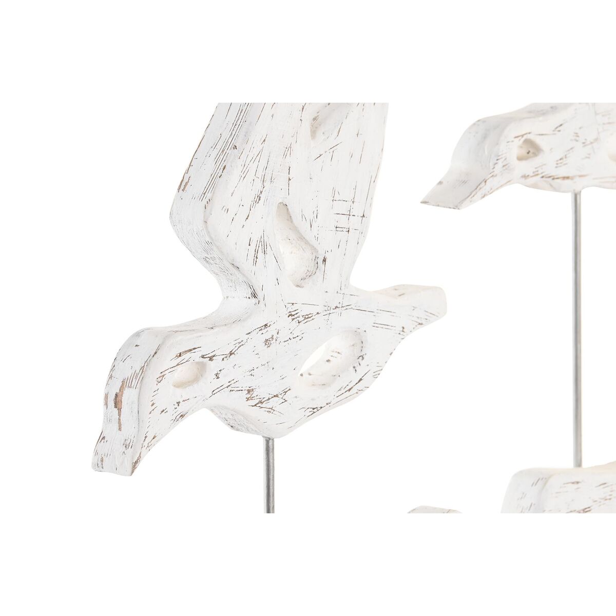 Prydnadsfigur DKD Home Decor Brun Vit Järn Mangoträ Fåglar (32 x 10 x 51 cm) - 2