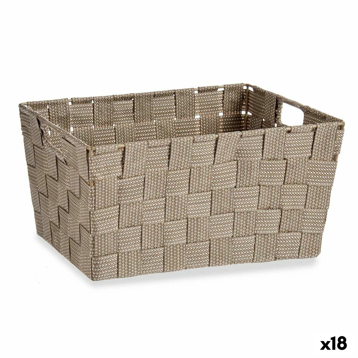 Multifunktionell korg Kipit Brun Polyester Tyg Flätning 5 L (18 antal) - 3