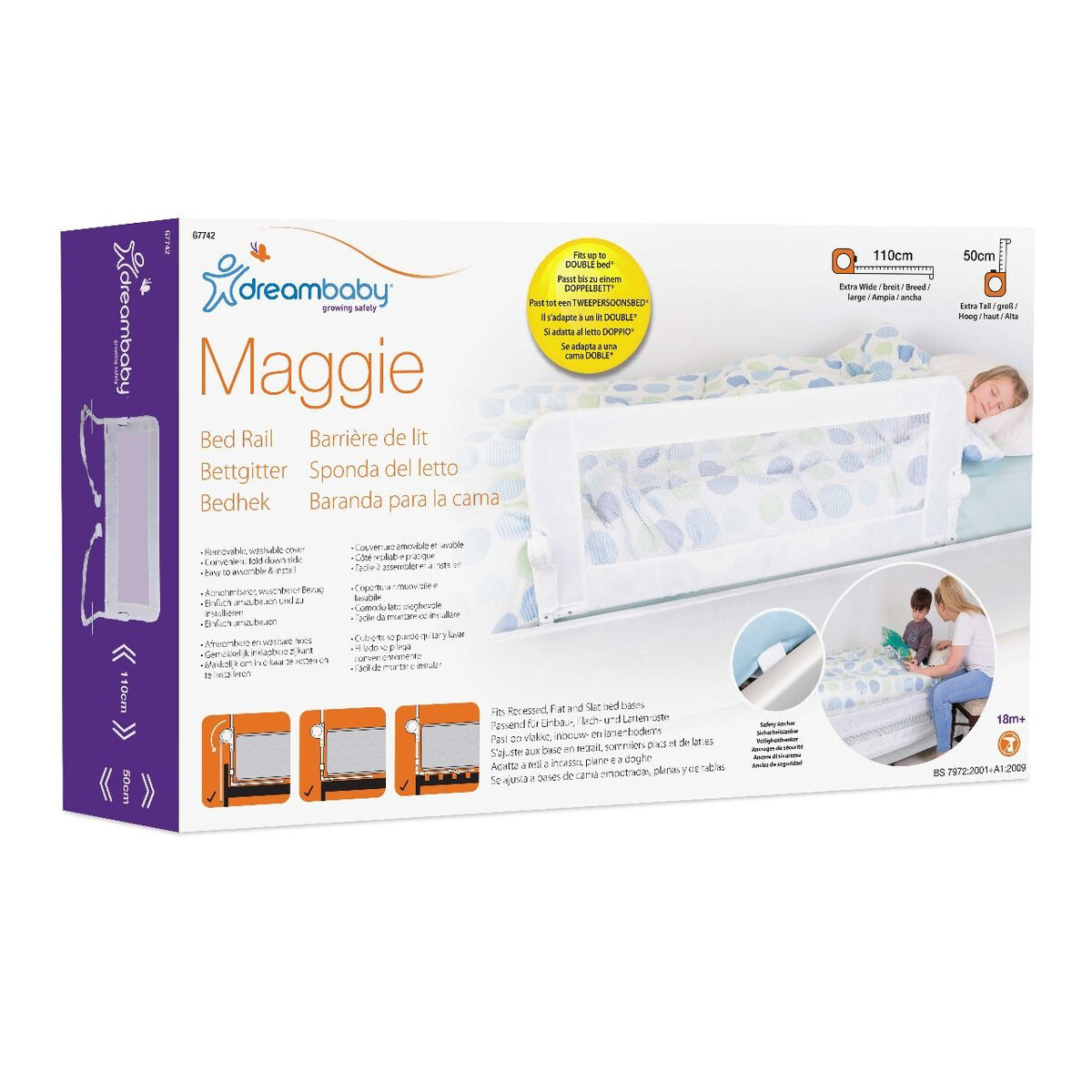 Säkerhetsräcke till säng Dreambaby Maggie 110 x 50 cm - 2