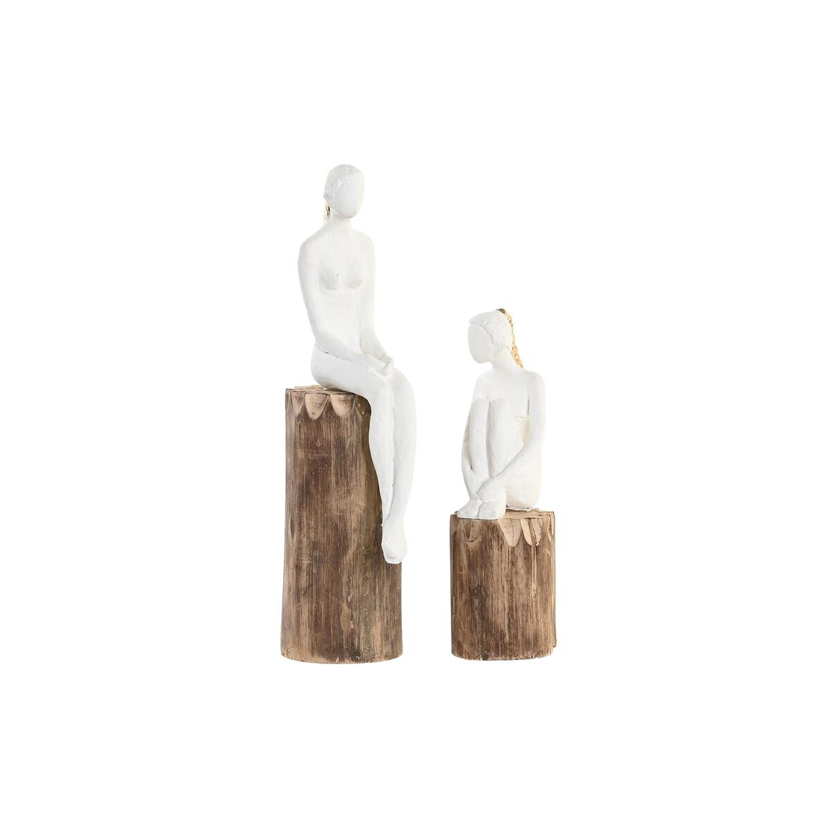 Prydnadsfigur DKD Home Decor Kvinna Brun Vit (2 antal)