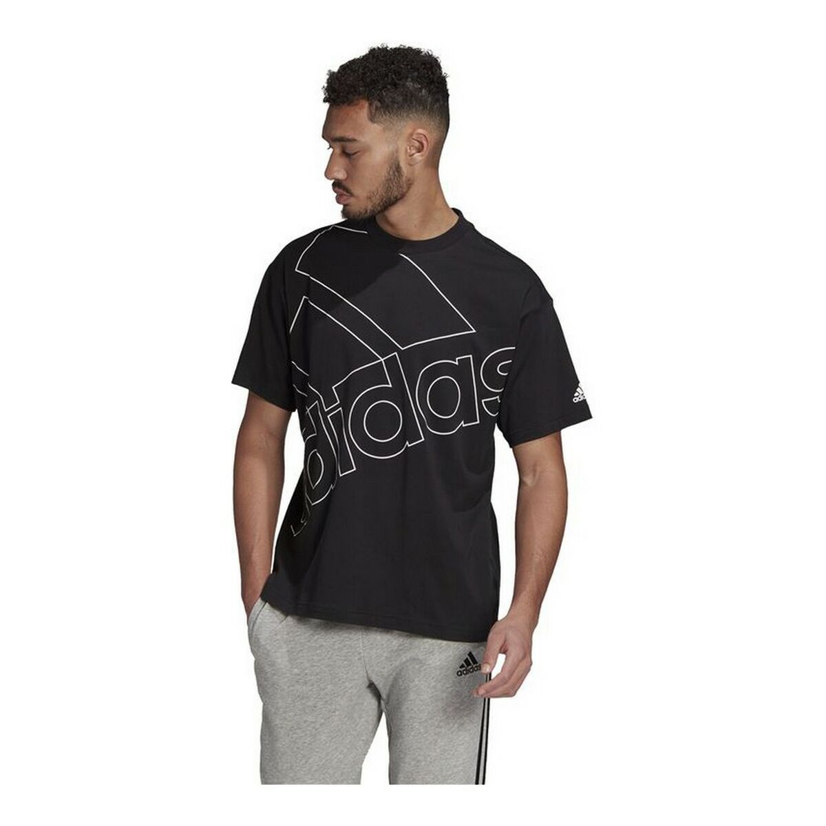 T-shirt med kortärm Herr Adidas Giant Logo Svart - 3