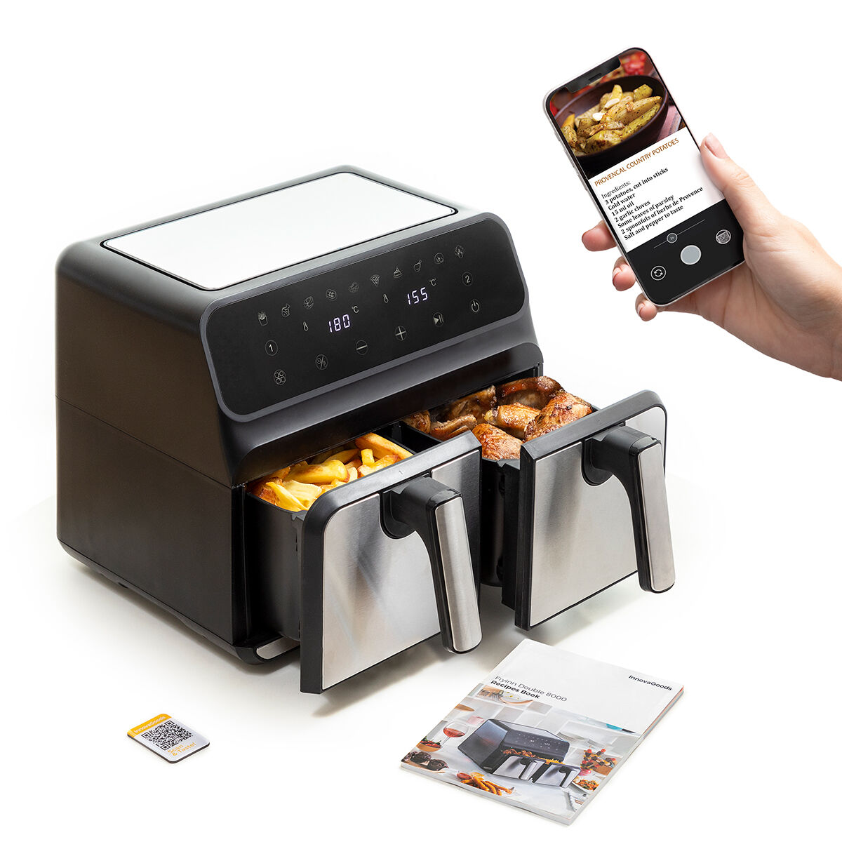 Luftfritös InnovaGoods   Svart 3400 W 8 L Rostfritt stål (Renoverade B) - 8