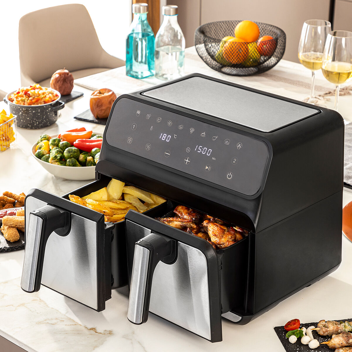Luftfritös InnovaGoods   Svart 3400 W 8 L Rostfritt stål (Renoverade B) - 9