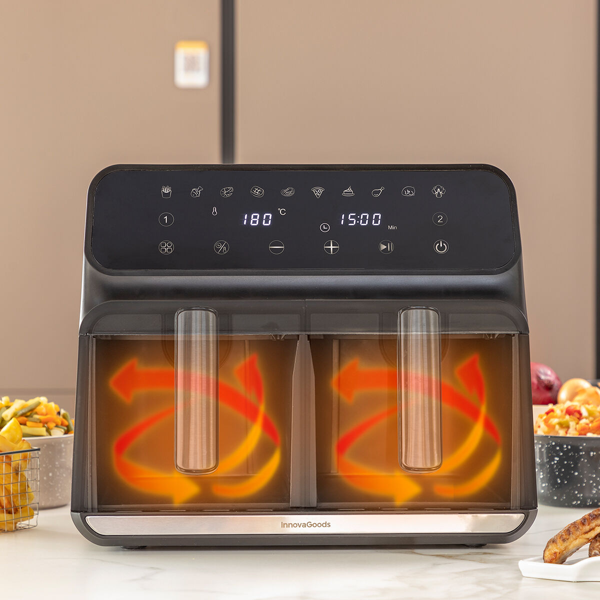 Luftfritös InnovaGoods   Svart 3400 W 8 L Rostfritt stål (Renoverade B) - 10