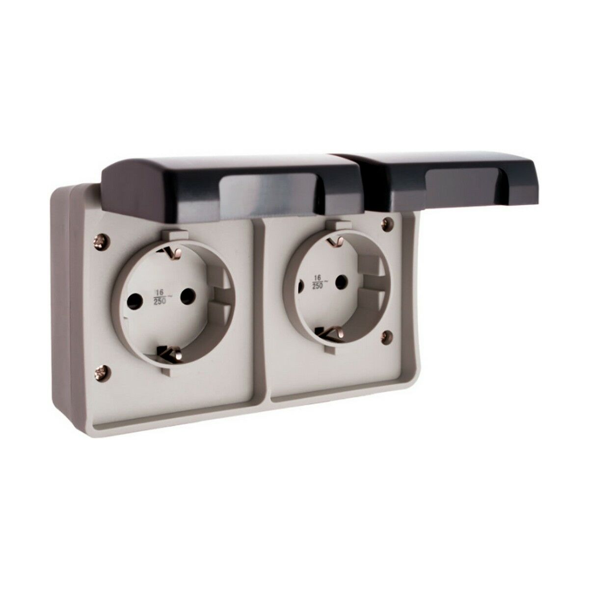 Eluttag Solera Med lock Double Grå 16 A Yta - 3