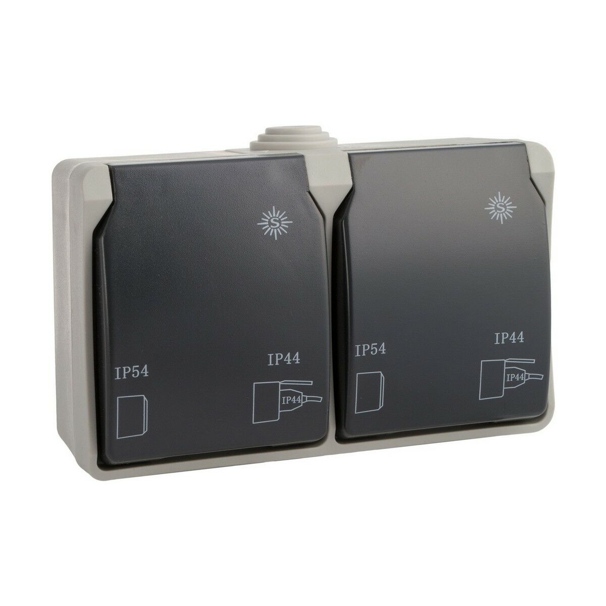 Eluttag Solera Med lock Double Grå 16 A Yta - 2