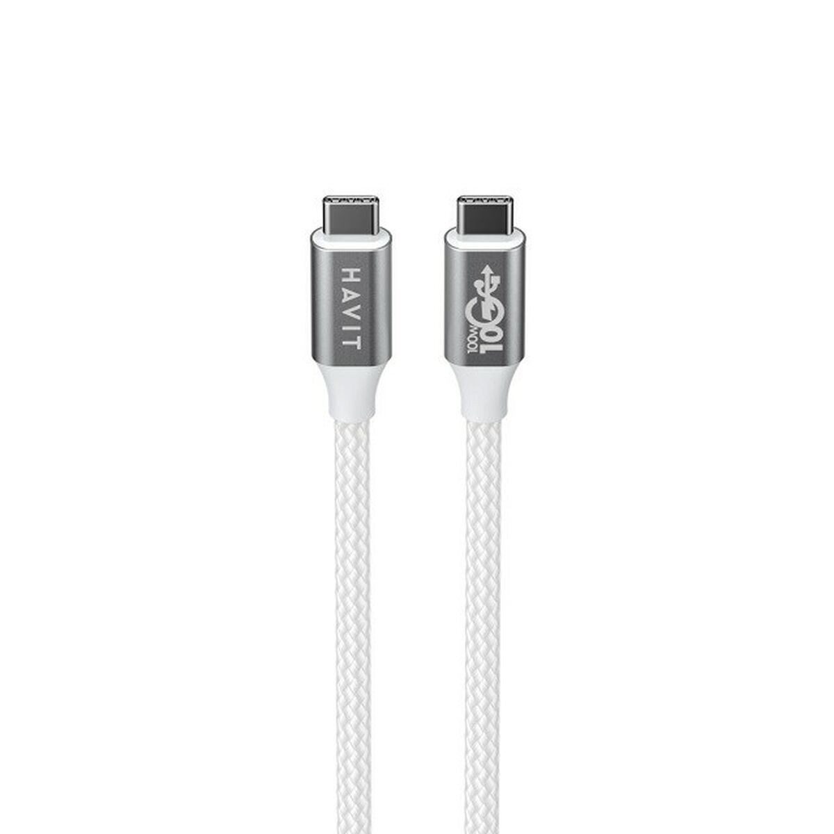 USB-C till USB-C Kabel Havit CB6290 Vit Grå 1 m - 2