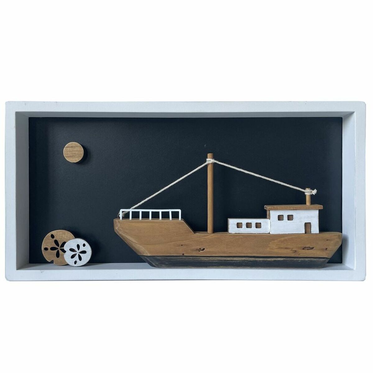 Prydnadsfigur DKD Home Decor Vit Brun Barco 40 x 3,5 x 20 cm - 2