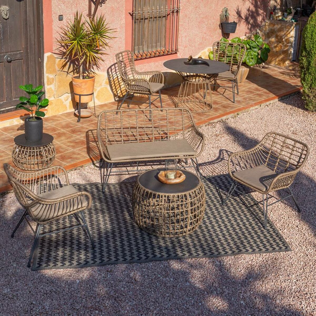 Trädgårdssoffa Ariki 121 x 62 x 76 cm syntetisk rattan Stål Grafit - 4