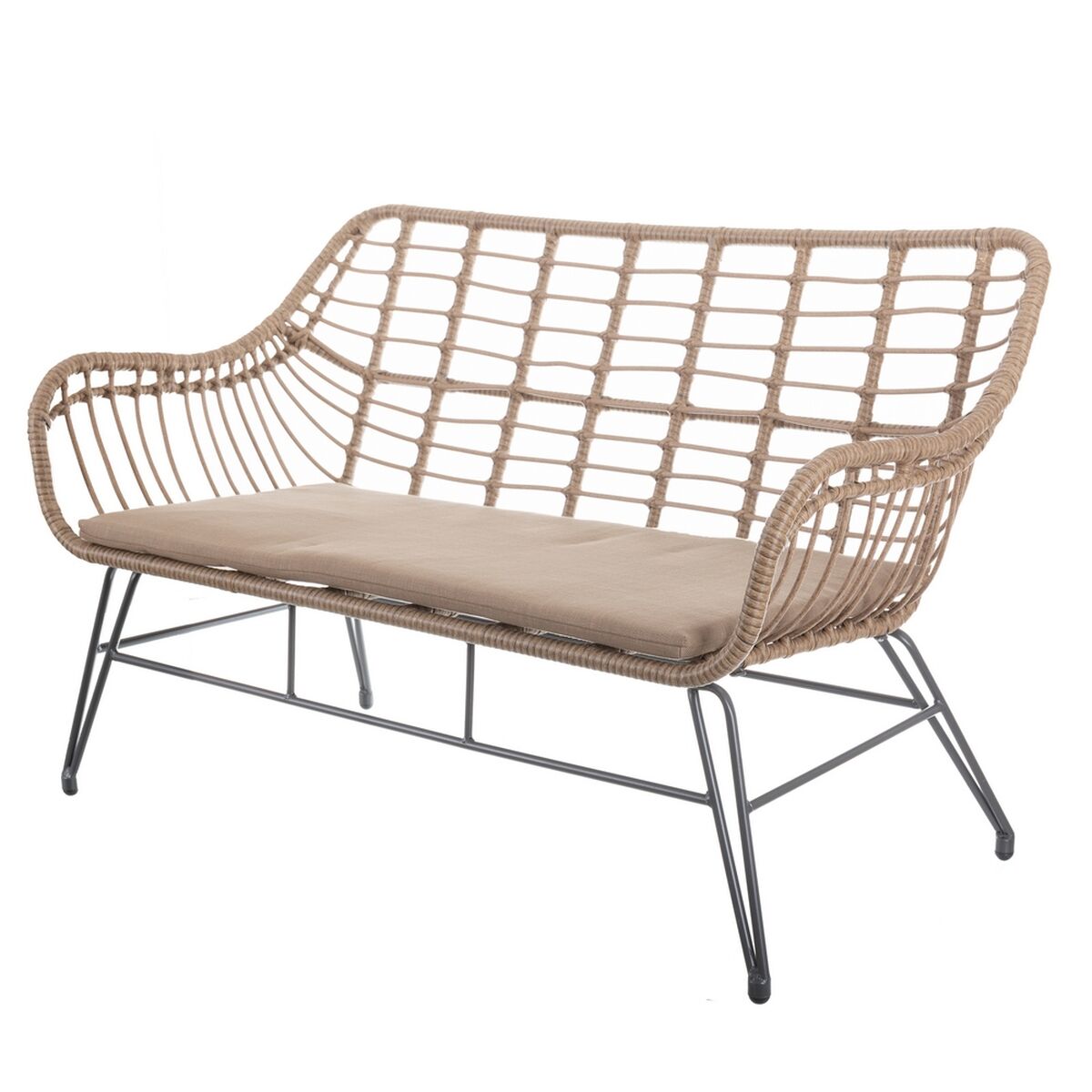 Trädgårdssoffa Ariki 121 x 62 x 76 cm syntetisk rattan Stål Grafit