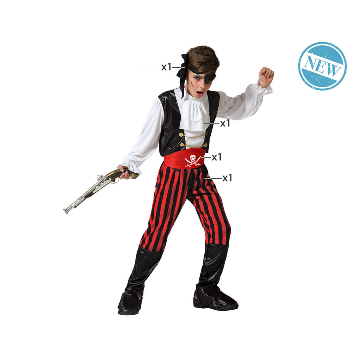 Maskeraddräkt för barn Multicolour Pirater Pirat 10-12 år - 3