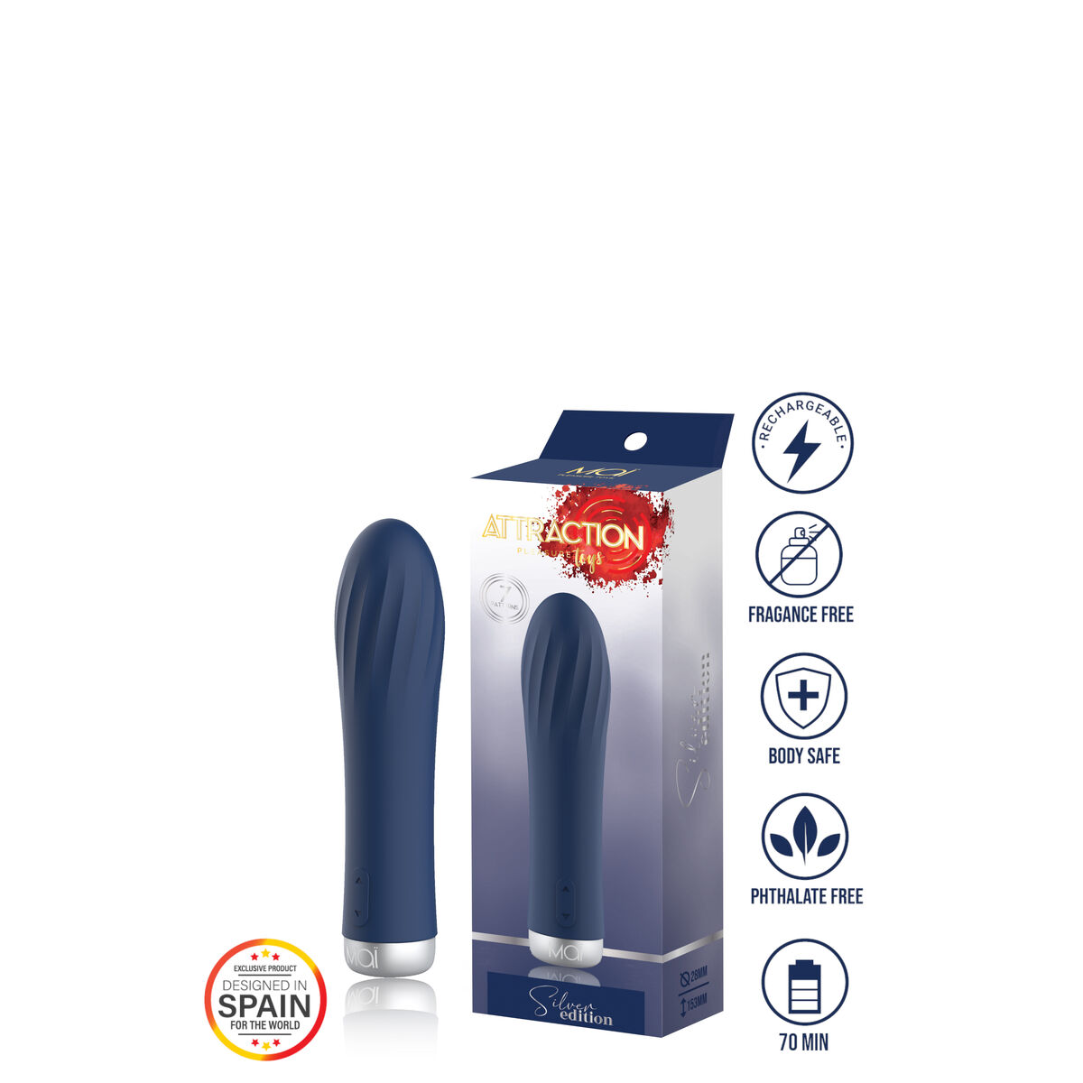 Patronvibrator Attraction Mai Pleasure Toys Blå - 5