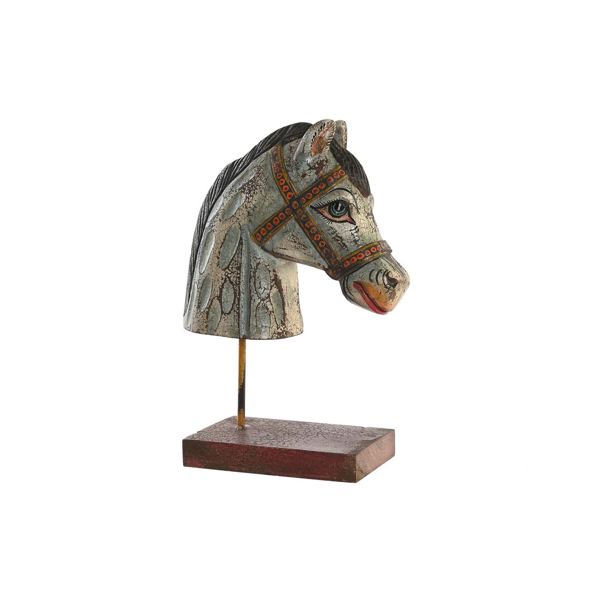 Prydnadsfigur DKD Home Decor Häst Järn Mangoträ (24 x 12 x 35 cm) - 3