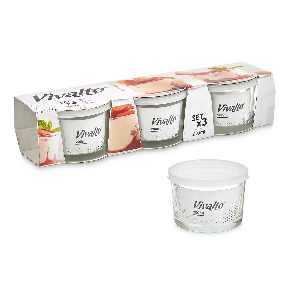 Lunchlådor, set Vivalto Transparent Glas polypropen 200 ml (12 antal) - 3