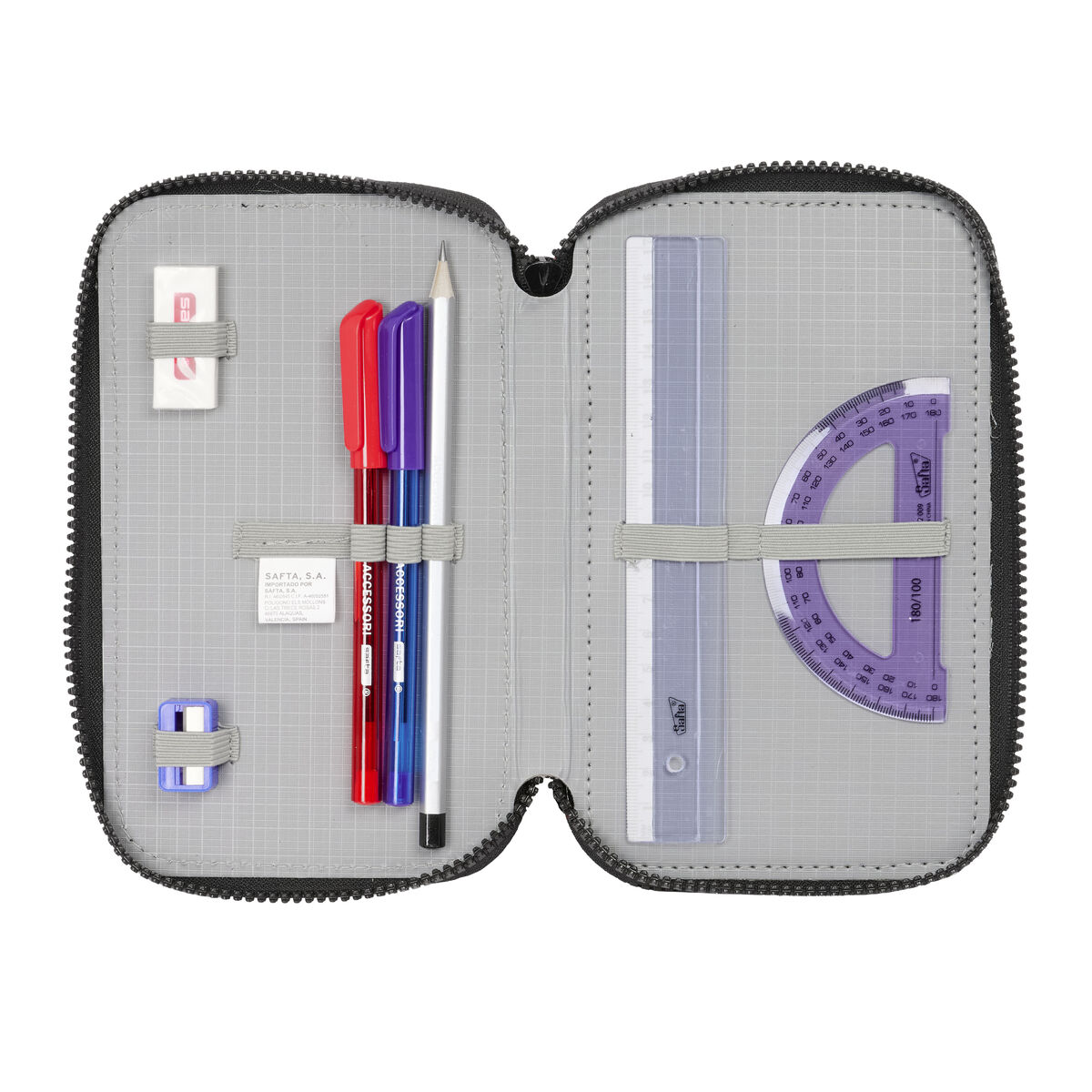 Trippel pennfodral F.C. Barcelona Black Svart 12,5 x 19,5 x 5,5 cm 37 Delar - 5