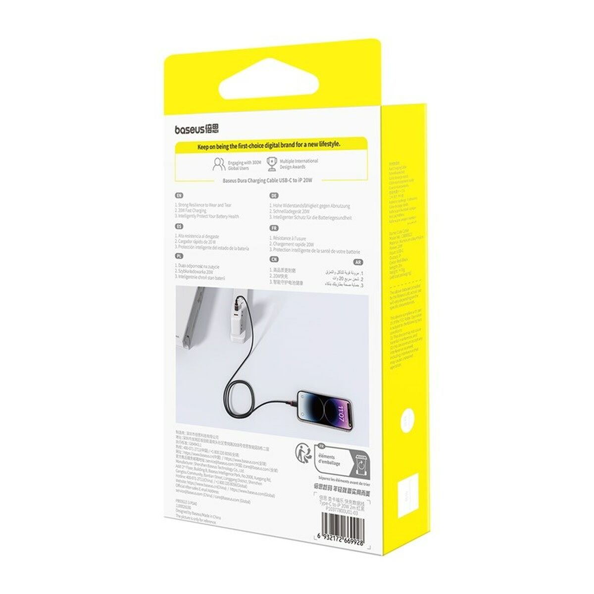 Kabel USB-C till Lightning Baseus P10377800U01-03 Svart Röd 2 m - 2