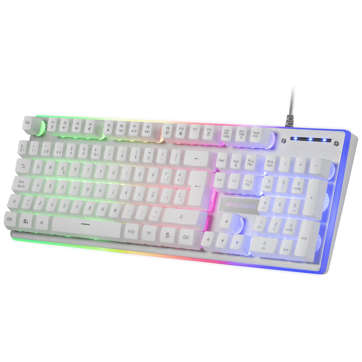 Tangentbord Mars Gaming MK220 Qwerty Spanska RGB Vit - 7