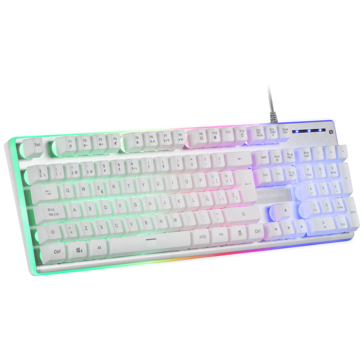Tangentbord Mars Gaming MK220 Qwerty Spanska RGB Vit - 2