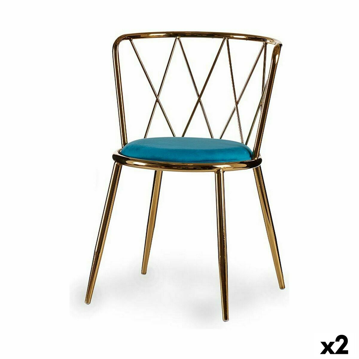Stol Romb Blå Gyllene 50,5 x 73 x 51 cm (2 antal)